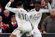 Selebrasi penuh energi! Mbappé dan Camavinga rayakan gol Real Madrid di San Mamés.