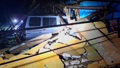 Kondisi bangunan runtuh yang terkena puting beliung