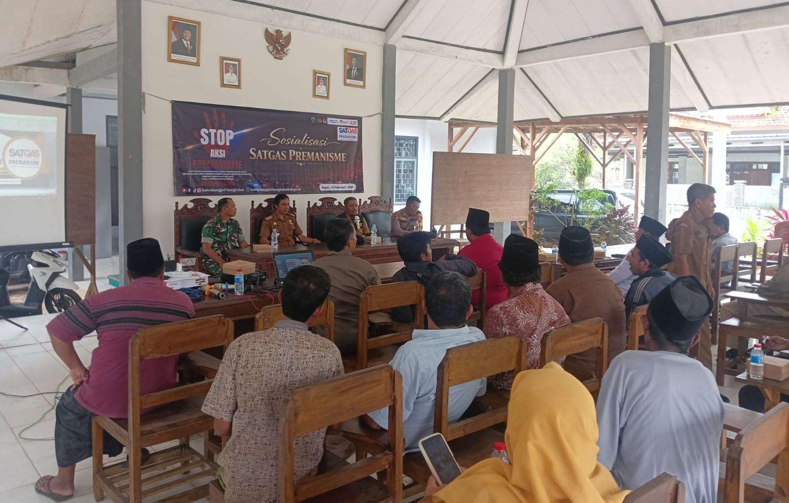 Foto: Kegiatan Sosialisasi Satgas Premanisme di Pendopo Kec. Geger, Kab. Bangkalan.