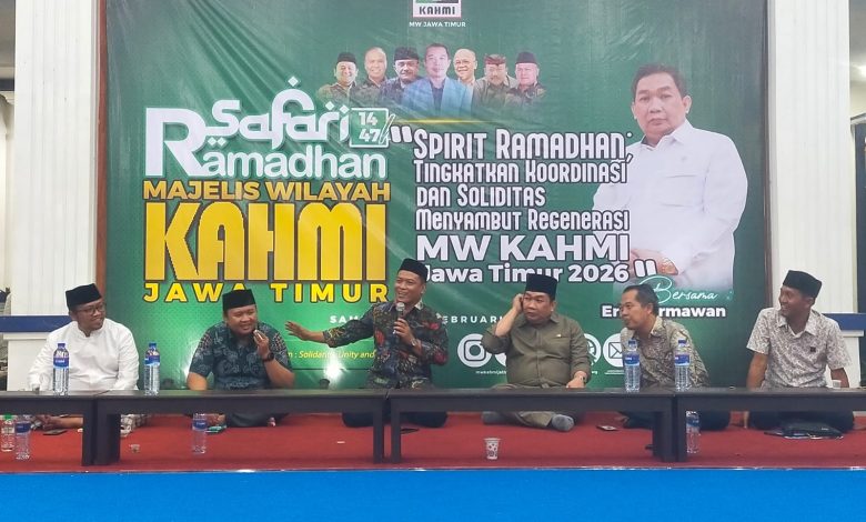 Suasana Safari Ramadhan 1447 H MW KAHMI Jawa Timur di Kantor Bupati Sampang, dihadiri Koordinator Presidium dr. Agus Mahfud Fauzi, Wakil Bupati Sampang Ahmad Mahfudz, dan Anggota DPR RI Eric Hermawan.
