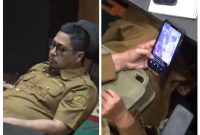 Sekretaris Daerah Bangkalan, Ismet Efendi, tertangkap kamera dalam kondisi tertidur saat rapat resmi.
