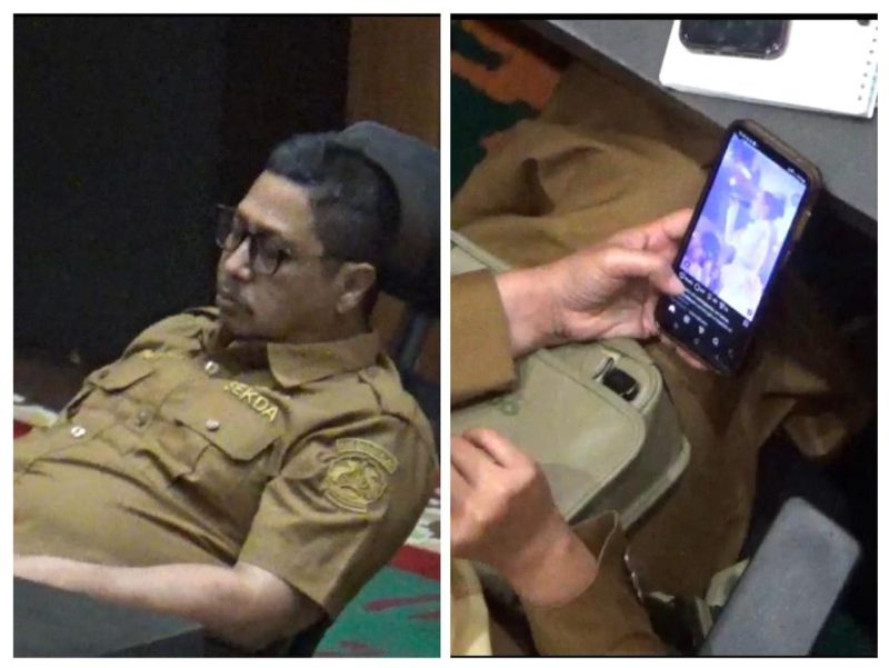 Sekretaris Daerah Bangkalan, Ismet Efendi, tertangkap kamera dalam kondisi tertidur saat rapat resmi.