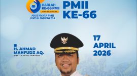 Wakil Bupati Sampang H. Ahmad Mahfudz AQ mengucapkan Selamat Harlah PMII ke-66, 17 April 2026. Semoga PMII terus menjadi garda terdepan dalam mencetak kader yang berintegritas dan berkontribusi nyata untuk Indonesia.